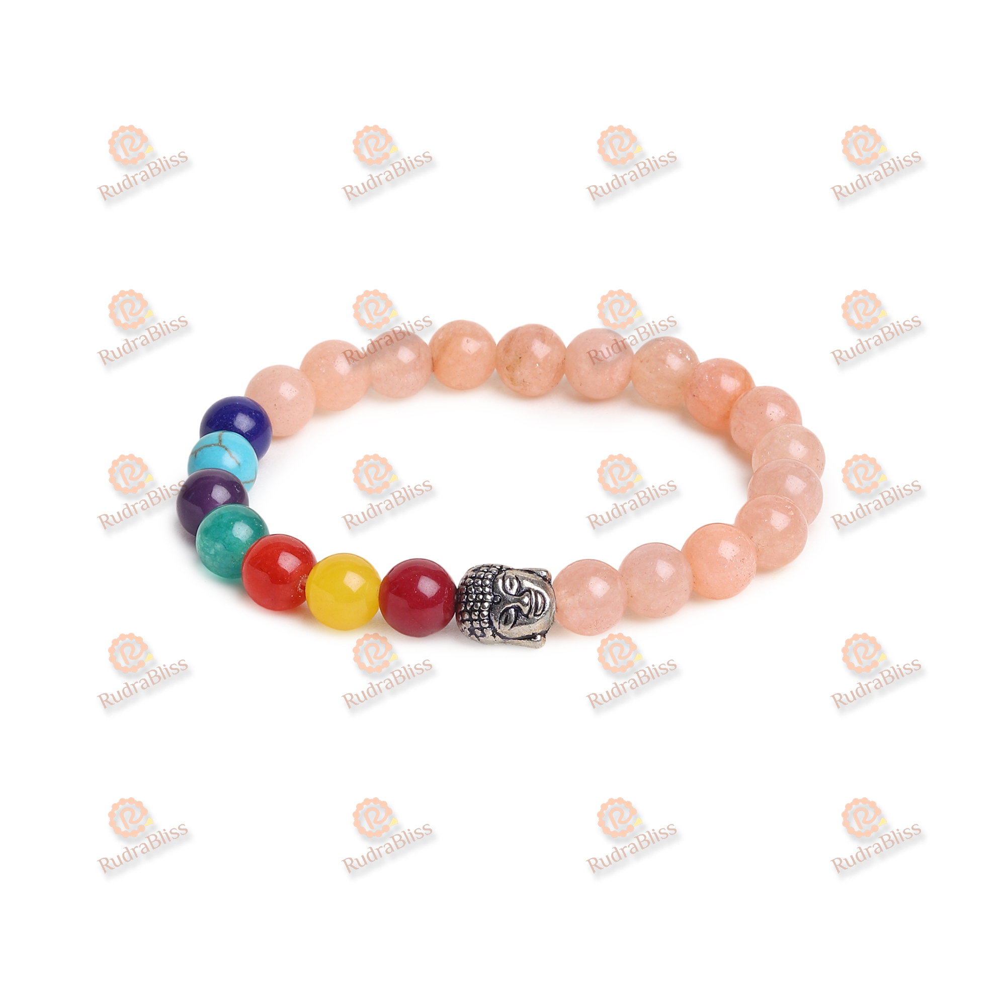 7 Chakra Rose Quartz Bracelet - 8mm Beads