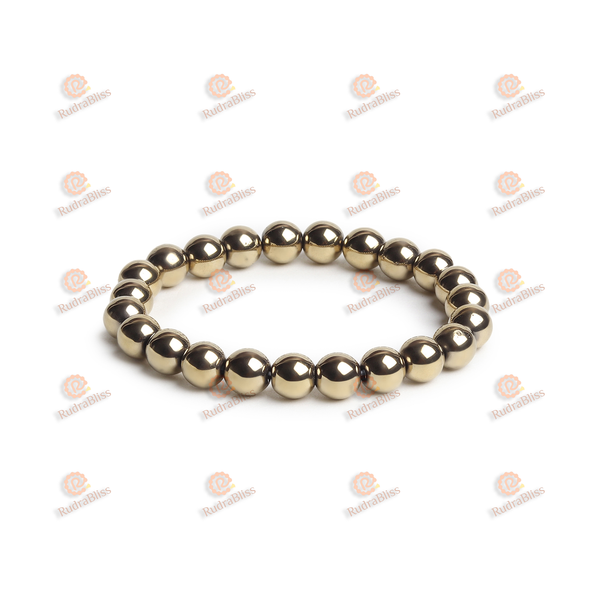 Golden Pyrite Stone Bracelet - 8mm Beads