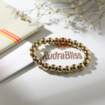 Golden Pyrite Stone Bracelet - 8mm Beads - view 3