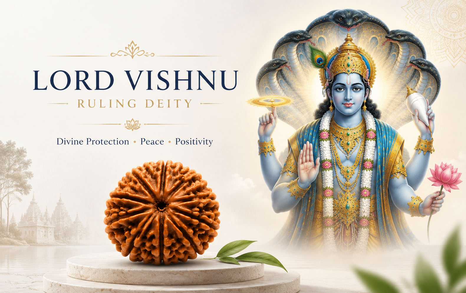 Lord Vishnu Divine Preserver 10 Mukhi Rudraksha Ruling Diety