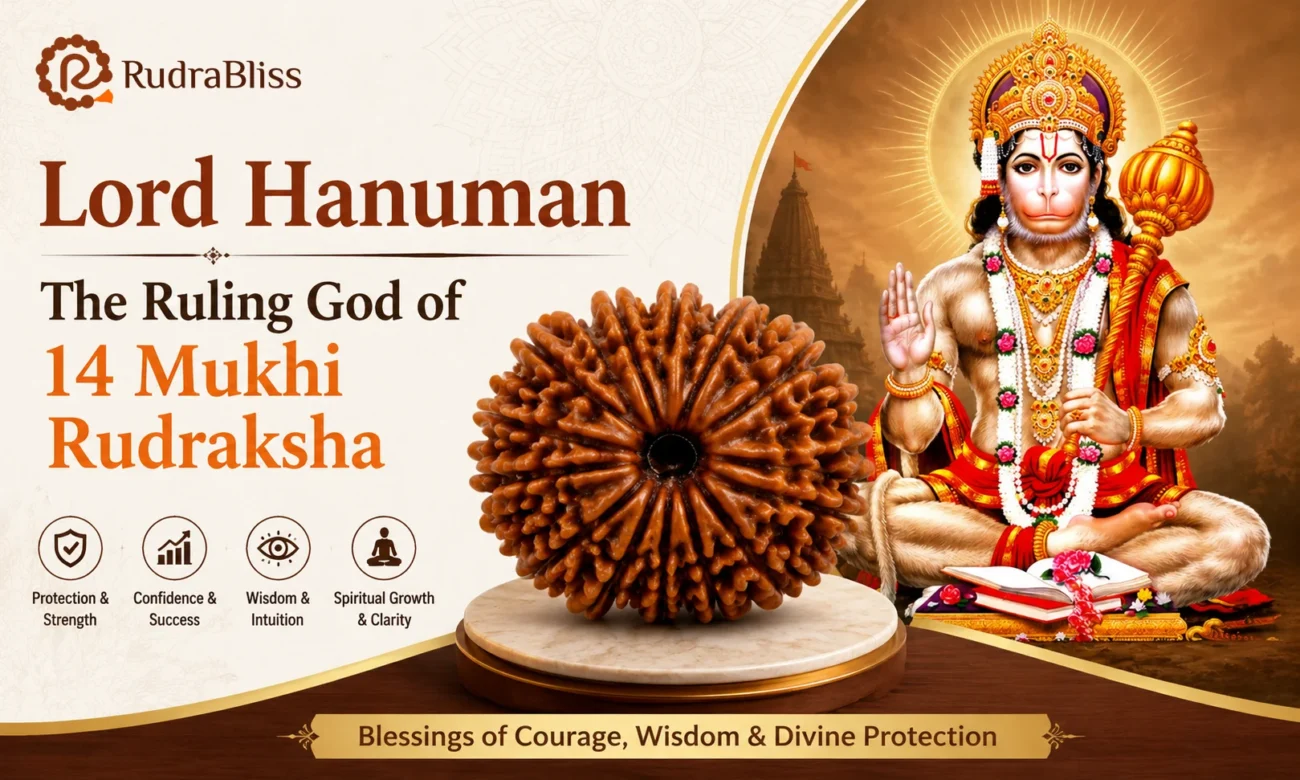 Lord hanuman ruling god of 14 mukhi rudraksha