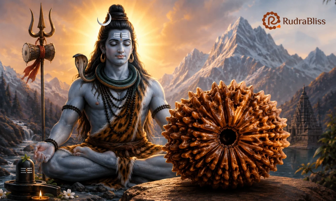 Lord shiva and 14 mukhi rudraksha